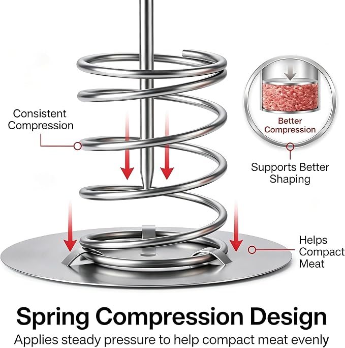 Stainless Steel Ham Maker with Thermometer, 304 Food-Grade Deli Meat Press Mold, 2-2.5 Lbs Capacity, Easy to Use & Dishwasher Safe for Homemade Ham, Luncheon Meat, Bacon - Home & Commercial Use