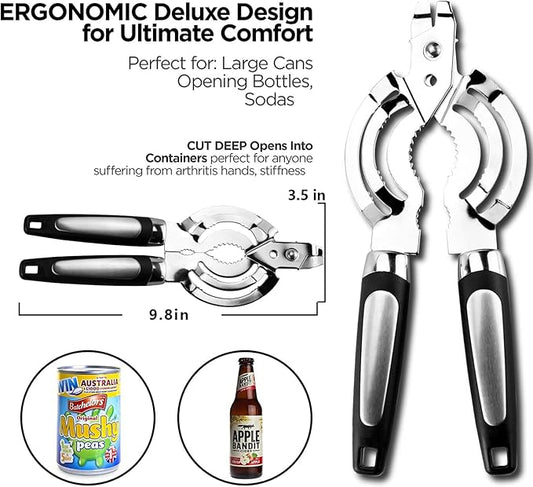 Jar Opener, Multi Jar Openers for Seniors, Stainless Steel Jar Lid Opener, Bottle Opener for Seniors with Arthritis, Weak Hands