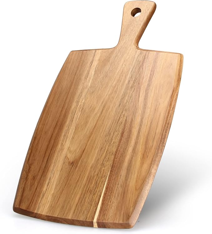 Acacia Wood Chopping Cutting Board Kitchen with Handle Charcuterie Boards | 17" Solid Decorative Large Wooden Cutting Board Non Toxic Teak Meat Breadboard Serving Cheese Boards for Food Butcher Block