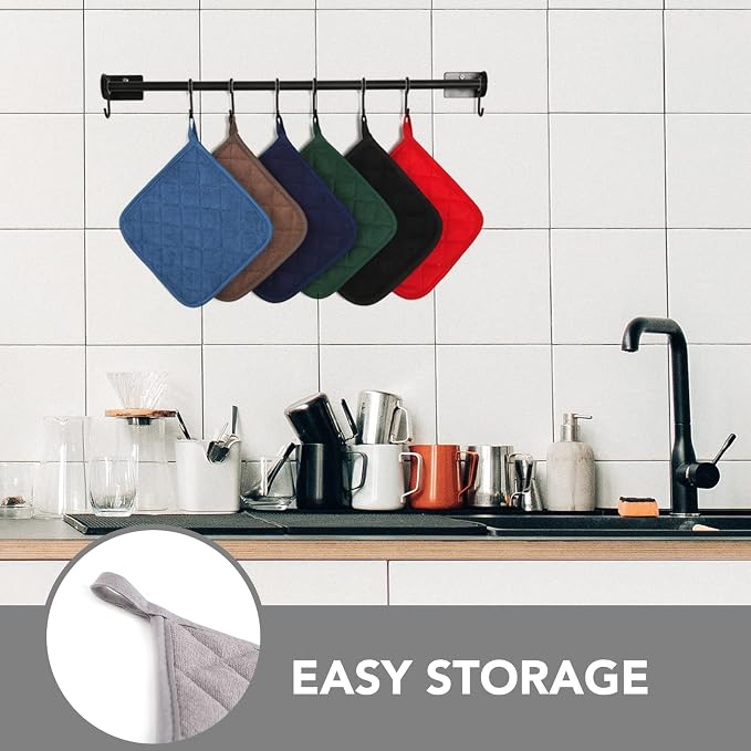 Joyhalo 6 Pack Pot Holders for Kitchen Clearance | Cotton Oven Holder with Great Heat Resistance, Potholders Sets for Kitchen, Countertops, Hot Pots and Pans, Grey