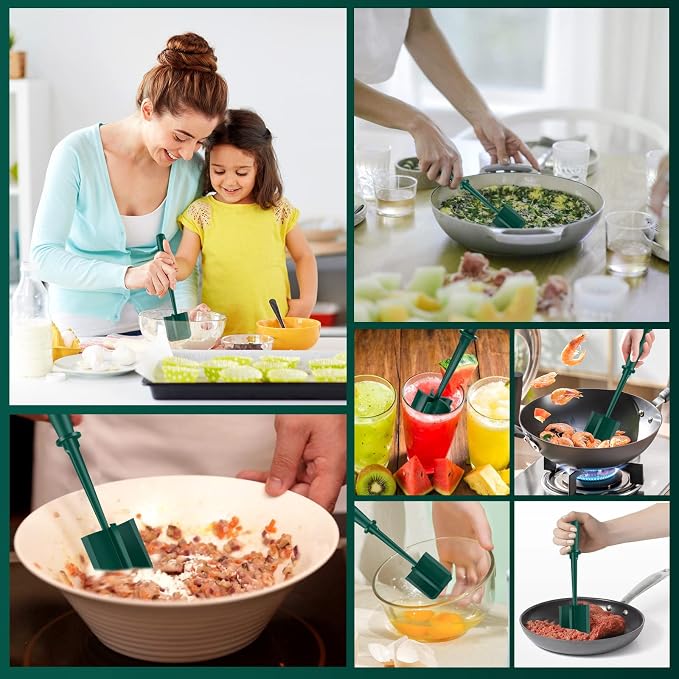 Meat Chopper,Hamburger Chopper,Beef Masher,Heat Resistant Meat Masher Tool for Hamburger Meat,Premium Heat Resistant Meat Chopper Utensil,Nylon Ground Beef Chopper Tool and Meat Fork（Green)…