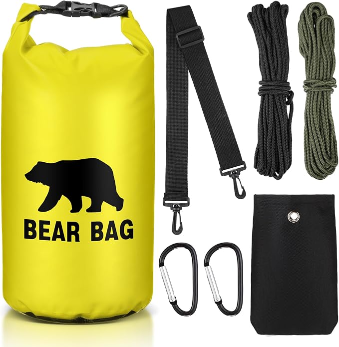 Foilswirl 1 Set Bear Food Bag for Camping Ultralight Food Hanging System Includes Waterproof Bear Bag, Nylon Ropes, Hooks for Camping Backpacking