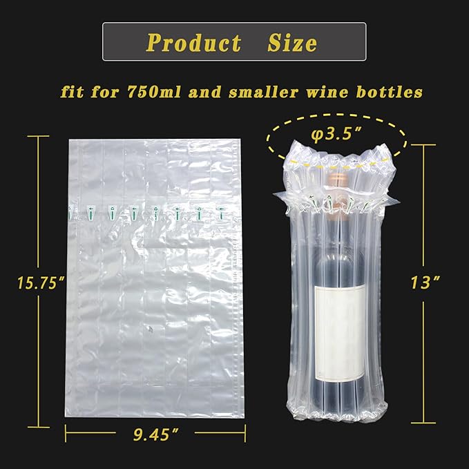 STAYWILD 31 Packs Wine Bottle Travel Protector & Inflatable Bags Airplane | Air Column Bubble Cushion Wrap Pouches for Shipping Packing Transport