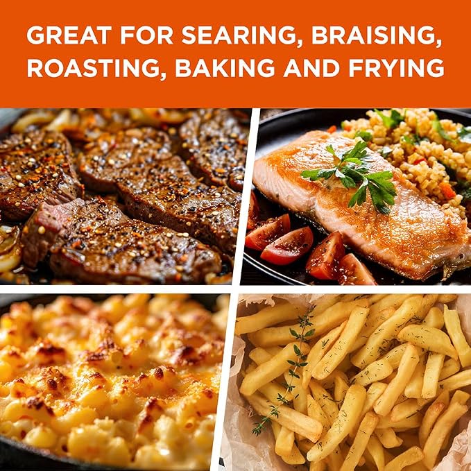 Commercial CHEF 10.25-Inch Cast Iron Skillet, Pre-Seasoned, CHFS1025 | Integrated Hanging Hole in Handle, Works on All Cooktops Including Induction, Outdoor Skillet for Campfires or Grills