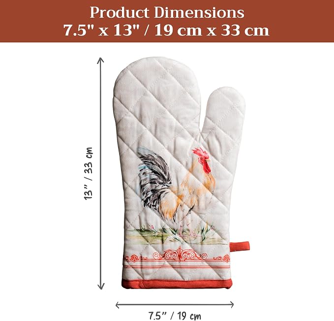 Maison d'Hermine Oven Gloves 100% Cotton Oven Mitt 7" x 13" with Loop Heat Resistant, BBQ, Cooking Gloves, Baking, Grilling, Kitchen, Handling Hot Pans Spring/Summer (Pack of 1, Campagne) | With Loop Heat Resistant BBQ Cooking Gloves Baking Grilling Ki...