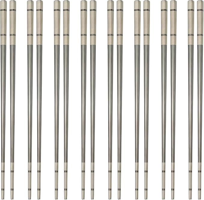 uxcell 8 Pairs Stainless Steel Chopsticks, 23.5cm / 9.25 Inch Metal Chop Sticks Square Lightweight Chopsticks Tableware Accessories Bulk for Home Kitchen Hot Pot Cooking, Black