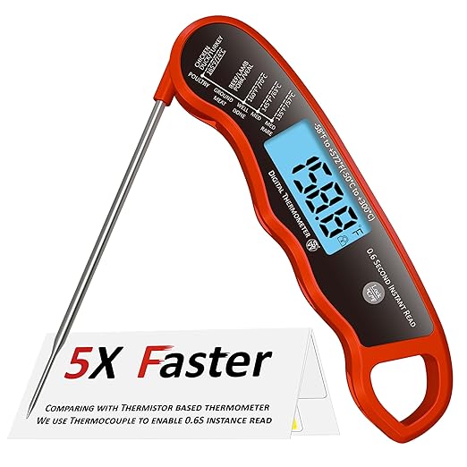 0.6S Instant Read Digital Meat Thermometer Probe/Pen，Factory‑Calibrated/Waterproof/Backlit/Magnetic/Flip Display/Motion Sensor:Outdoor BBQ, Barbecue Grilling, Smoking, Oven, Baking, Oil, Candy