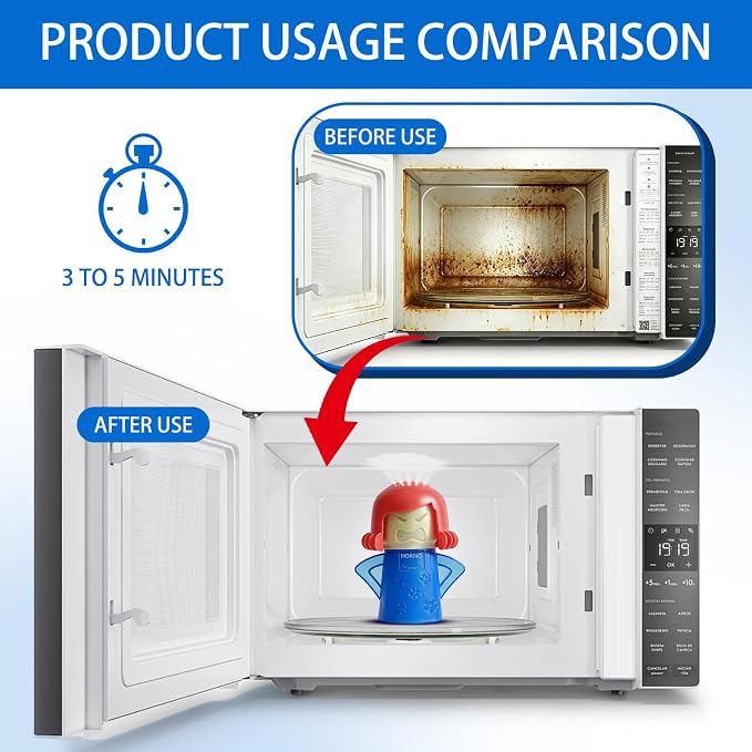 HORNO Angry Mama Microwave Oven Steam Cleaner (Blue) | Angry Mama Microwave Oven Steam Cleaner and Disinfects With Vinegar and Water for Kitchens，Cut Cleaning Time by Half