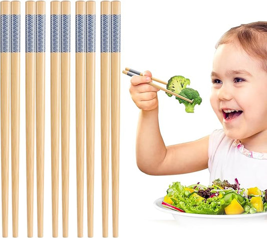 7inch Short kids Bamboo Chopsticks 5 Pairs Reusable Wooden Natural Chopstick Training for Beginners