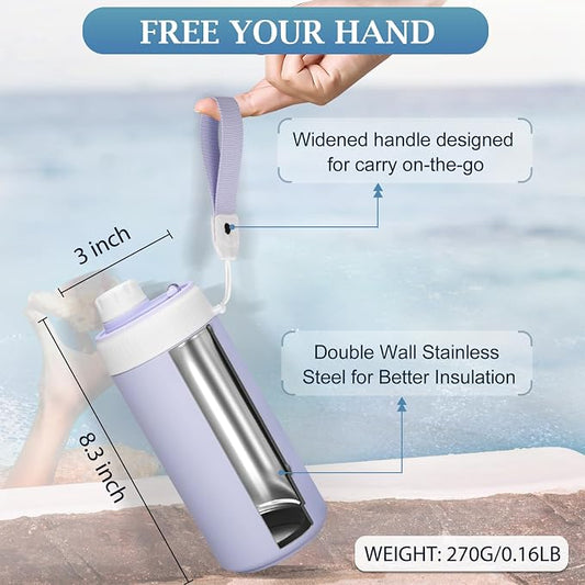 MAXSO Sealed Can Cooler Fizz Lid Can Cover for 12 oz Regular, Slim Skinny Cans & As Thermal Bottle, 4-in-1 Insulated Vacuum Stainless Steel Carbonated Cold Drink Holder - Lilac