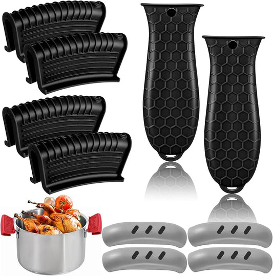 10pcs Cast Iron Handle Cover, Silicone Hot Handle Holder, Heat Resistant Cast Iron Skillet Handle Covers Potholder for Frying Pans and Griddles Kitchen Supplies | Non-Slip Heat Resistant Cast Iron Skillet Covers Potholder for Frying Pans and Griddles K...