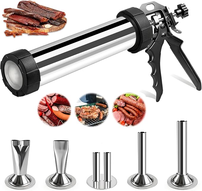 Professional Beef Jerky Gun Kits Stainless Steel Jerky Maker - Jerky Maker Jerky Cannon Meat Gun Stainless Steel Jerky Gun Large Capacity Jerky Making Kit