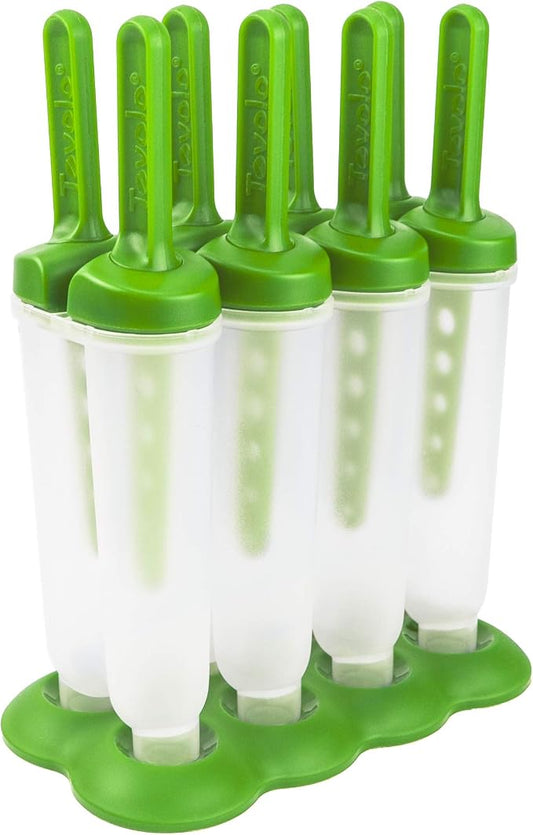 Tovolo Twin Popsicle Mold with Sticks Set of 4 Silicone Ice Pop Molds for Toddlers and Kids, Easy to Fill Quick Clean Dishwasher Safe BPA Free Popsicle Maker for Frozen Popsicles Yogurt Treats, Green