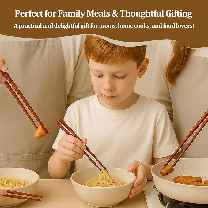 Cooking Chopsticks 3 Sizes Wooden Kitchen Cooking Chopsticks Tongs for Frying Mixing & Serving Ideal for Family, Restaurant & Gift (6 Pairs)