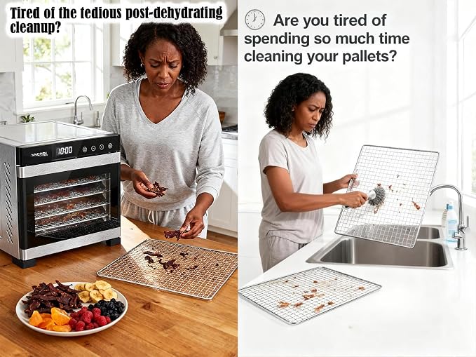 BPA-Free Silicone Dehydrator Sheet for Dehydrator Tray, 14x21 inch 10-pack | Non-stick Dehydrator Tray Liners Help Stop Dried Food From Sticking, Lift Food Intact, and Cut Cleanup Time - Dishwasher Safe