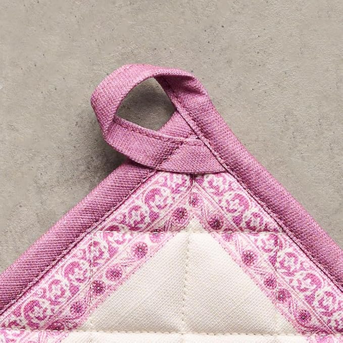 Maison d' Hermine Pot Holders 100% Cotton Potholders (8" x 8", Pack of 1) | Heat Resistant Hot Pads with Loop BBQ Cooking Baking Farmhouse Kitchen Handling Hot Pans Spring Summer - Chardon
