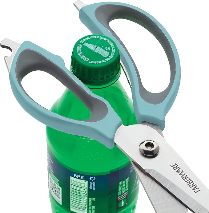 Farberware 4-in-1 Kitchen Shears, 2-Piece, Aqua and Gray