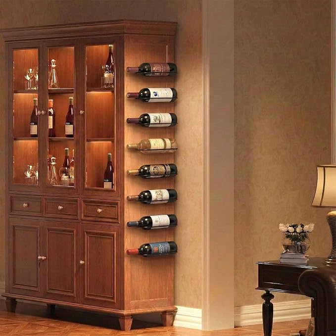 Wall Mounted Wine Rack: 8Pcs Metal Wall Wine Bottle Holder for Wine Cellar | Home Kitchen Bar Decor