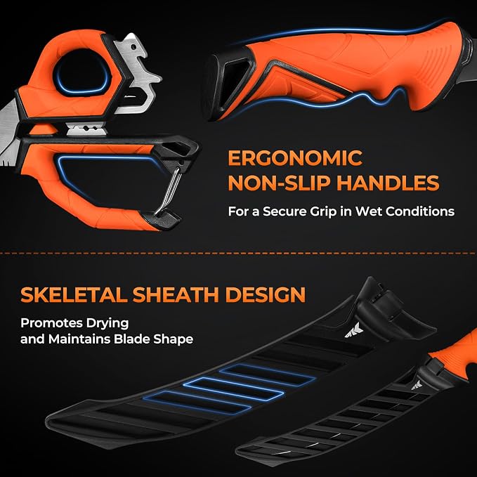 KastKing Paradox Fishing Knife Tool Set, Fishing Gifts for Men, 6-Piece | G4116 German Stainless-Steel Blade, Non-Slip Handle, Corrosion-Resistant, Custom Sheaths, Fishing Gear for Men