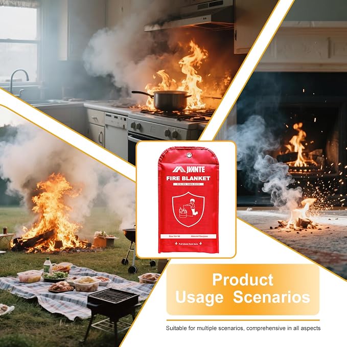 Emergency Fire Blanket-2 Pack for Home and Kitchen - 40"x40" Fiberglass Fire Blankets for Emergency Survival Safety (1m-2pack)