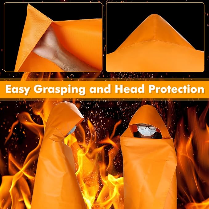 Fire Escape Cloak, Extra Big, Emergency Used as A Fire Blanket, for Home | Fireproof Cloak,72*70in,Fire Escape for Household Office,Head Protect, Reused No Expire,Easy Use for Everyone,Versatile Usage