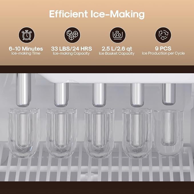 ICEPURE 3-in-1 Water Dispenser with Built-in Ice Maker, Water Cooler Dispenser for 5 Gallon Bottle Top Loading, Hot and Cold Water Dispenser with Child Lock for Home and Office, 33lbs/24H
