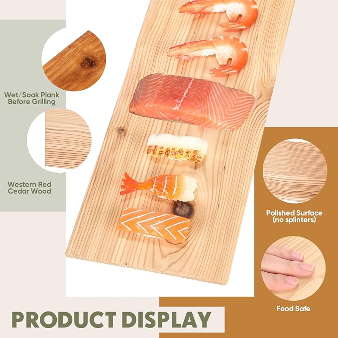 Landical 3/6/10/13/20 Pcs XL XXL Large Cedar Plank for Grilling Salmon Thicker Design Full Filet of Meat Fish Veggies Adding Extra Smoke and Flavor Soaking Fast Easy to Use(10 Pcs,15 x 7 Inches)
