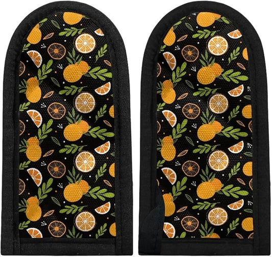 Coldinair Orange Leaves Print Cast Iron Hot Handle Covers Heat Resistant Pot Pan Sleeves Mitt for Kitchen Cooking Baking,2PCs Set