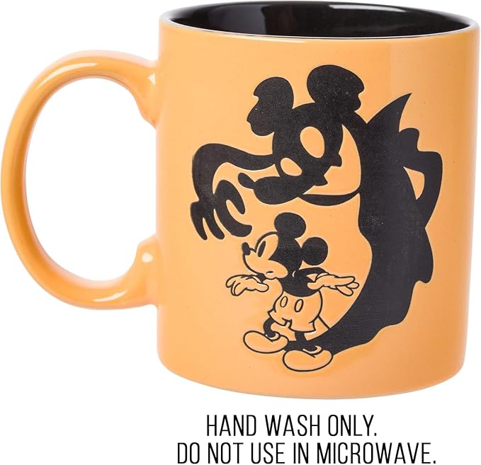 Silver Buffalo Disney Mickey Mouse Halloween Spooky Ghost Shadow Wax Resist Ceramic Mug, 20 Ounces