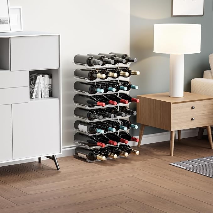 Yieach 3 Tier Stackable Wine Racks Countertop,Sturdy and Durable Wine Rack Free Standing Floor for Inside Cabinet,Clear Water Bottle Organizer and Wine Storage Racks Holder for Pantry,Table,Kitchen
