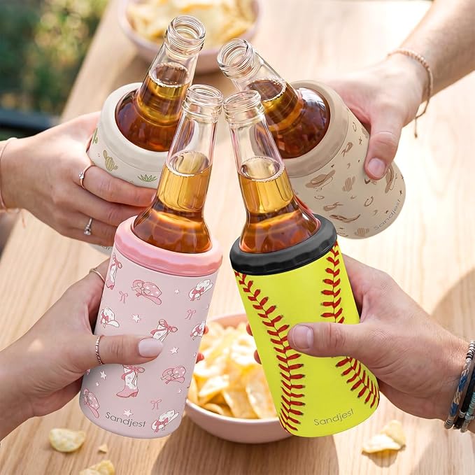 Softball Can Cooler 12oz - Travel Mug Cups - Stainless Steel Insulated for Men Women Players - Tumbler Cans Koozie, Sport Gift for Fan Coach Lovers