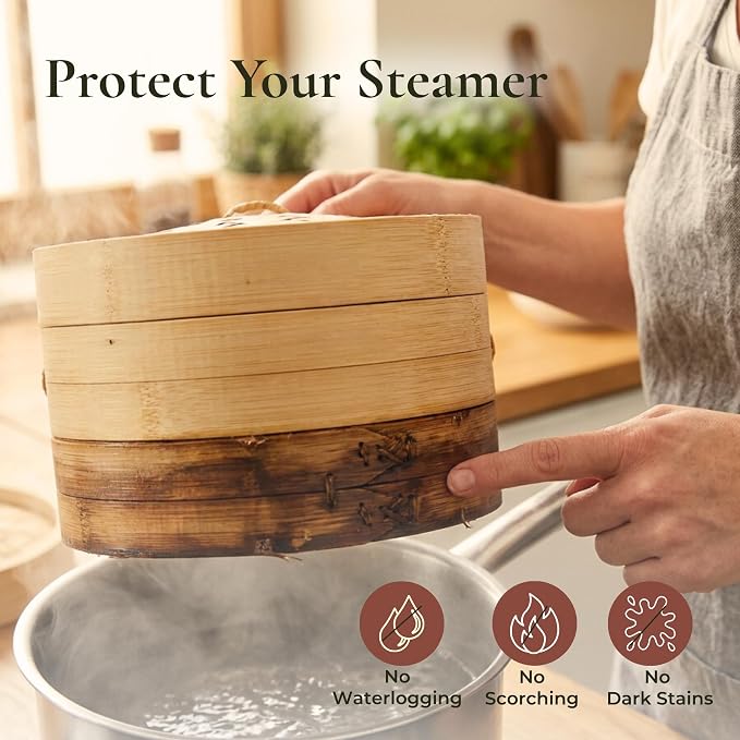 Stainless Steel Steamer Ring for Bamboo Steamer Basket 11-Inch | Fits 7 - 10 Inch Dumpling Steamer Baskets - Ring Adapter for Woks & Pots for Cooking Dim Sum, Rice, Bao Buns, Vegetables