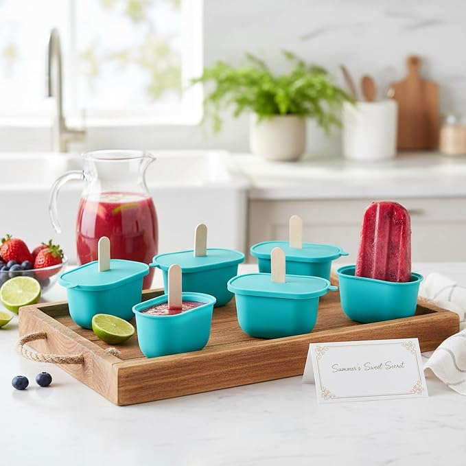 Easy-Release Homemade Popsicles with Silicone Mold, Lids & Sticks for Juice or Yogurt, 5 fl oz Capacity