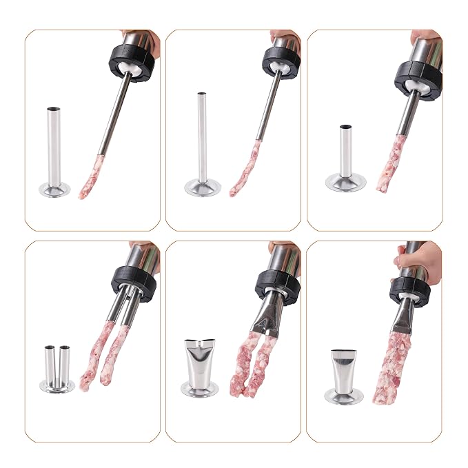 MogaMax Large Capacity Jerky Gun Kit Stainless Steel Shooter & Cannon, Beef & Deer Meat Maker with 6 Nozzles, 7 Cleaning Brushes & Meat Pusher Sausage Maker for Home, BBQ & Gifts for Men & Women