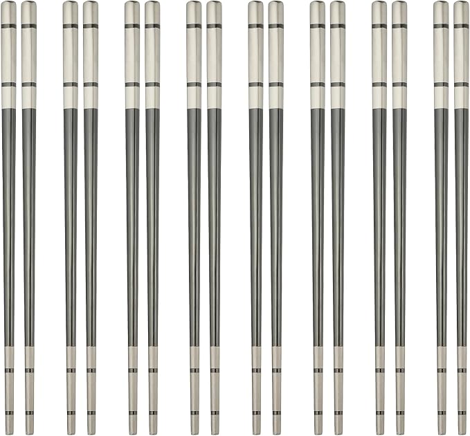 uxcell 8 Pairs Stainless Steel Chopsticks, 21cm / 8.27 Inch Metal Chop Sticks Square Lightweight Chopsticks Tableware Accessories Bulk for Home Kitchen Hot Pot Cooking, Black