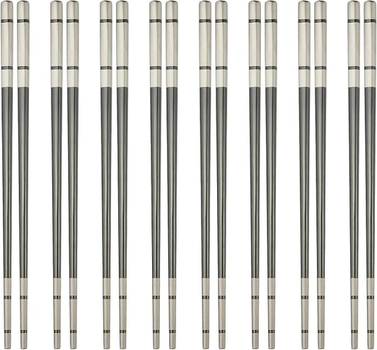 uxcell 8 Pairs Stainless Steel Chopsticks, 21cm / 8.27 Inch Metal Chop Sticks Square Lightweight Chopsticks Tableware Accessories Bulk for Home Kitchen Hot Pot Cooking, Black