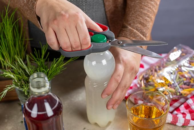 Kuhn Rikon Kitchen Shears Universal | Herb Stripper, Twist-Off Lid Opener, Micro-Serrated Blades, Self-Sharpening Blade