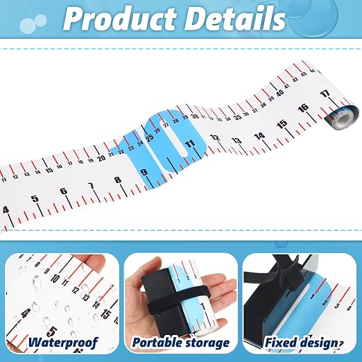 VioraWhite 2 Pcs 47 Inch Fishing Ruler Fishing Measuring Tape with Bump Board Waterproof Portable Roll up Fish Measuring Board Device Tool for Crappie Tuna Shark Swordfish