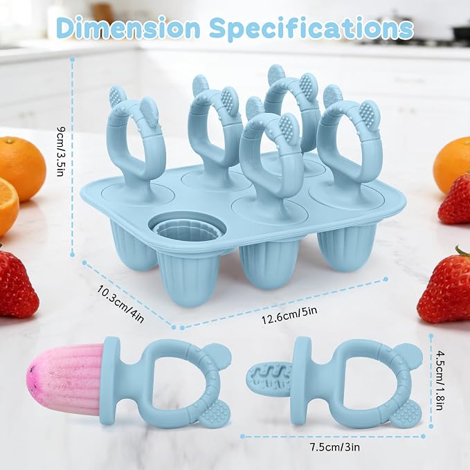 Silicone Baby Popsicle Molds with Sticks, Mini Popsicles Molds for Babies | Breastmilk Popsicle Molds for Teething Relief, Frozen Treats Maker Popsicle Maker Ice Pop Mold for Toddlers Kids(Blue)
