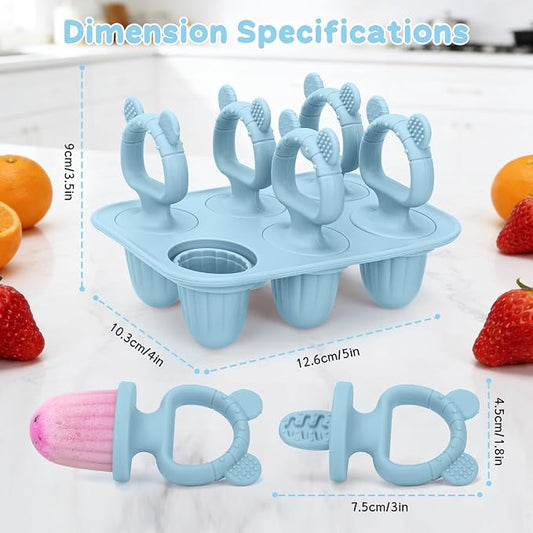 Silicone Baby Popsicle Molds with Sticks, Mini Popsicles Molds for Babies | Breastmilk Popsicle Molds for Teething Relief, Frozen Treats Maker Popsicle Maker Ice Pop Mold for Toddlers Kids(Blue)