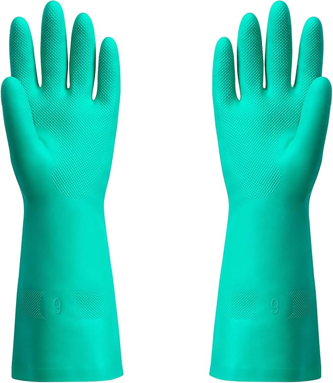 ThxToms Chemical Resistant Nitrile Gloves, Resist Household Acid, Alkali, Solvent and Oil, Latex Rubber Free, 1 Pair Large