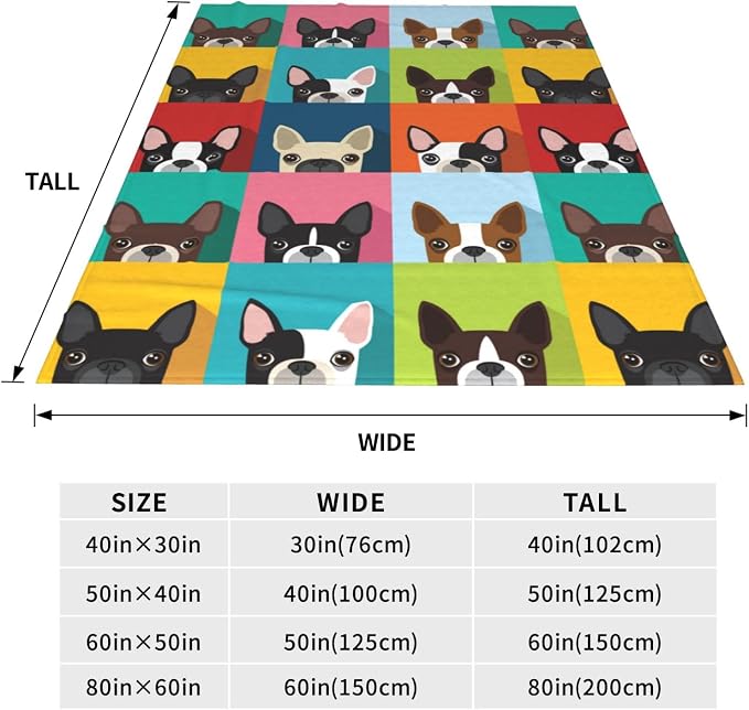Jumbo Boston Terrier Blanket 60x80 Inches - Extra Large Fleece Throw for Family - Luxury Dog Blanket for King Bed - Boston Terrier Decor for Pet Lovers - Oversized Plush Blankets