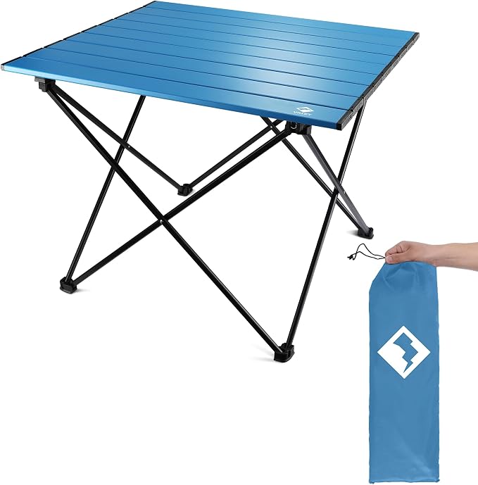 VILLEY Portable Camping Side Table, Ultralight Aluminum Folding Beach Table | Lightweight & Portable, Aluminum Folding Table with Carry Bag for Camping, Outdoor Cooking, Beach, Picnic, Boat & Travel