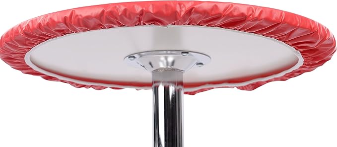 Yourtablecloth Heavy Duty Vinyl Round Fitted Tablecloth (Table Cover) with Flannel Backing Vibrant Colors Elasticized Tablecloth Great for Indoor and Outdoor Dining and Playing Cards 36” Sand