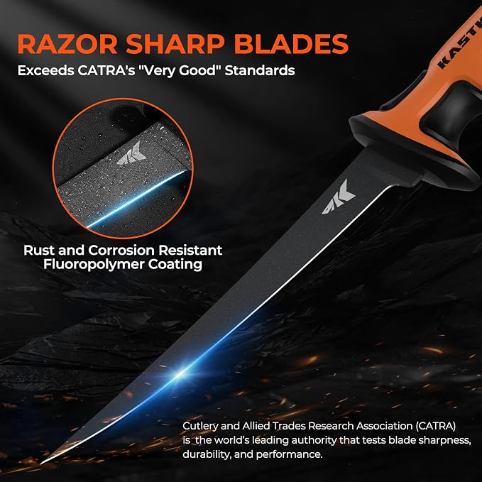 KastKing Ultimate Angler 7" Fillet Knife, Fishing Knife for Men | Vanadium Stainless Steel Blade, Non-Slip Handle, Corrosion-resistant, Sheath with Sharpener & Line Cutter