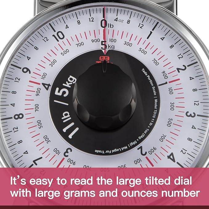 Tada 11lb Stainless Steel Analog Kitchen Mechanical Dial Scale | Manual Food Scale with Platform for Restaurants and Cooking