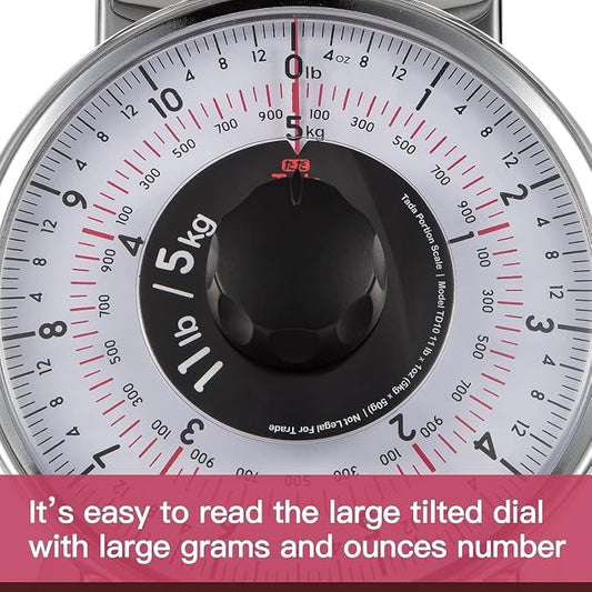 Tada 11lb Stainless Steel Analog Kitchen Mechanical Dial Scale | Manual Food Scale with Platform for Restaurants and Cooking