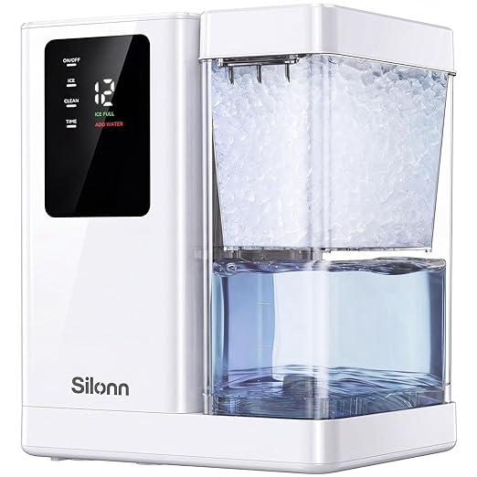 Silonn Nugget Ice Maker Countertop with 3L Detachable Tank – 40 lbs/Day Self-Cleaning & Timer, 40 dB Quiet for Home Bar Party Office, Chewable Nugget Ice Machine for Summer & Cold Drinks, White