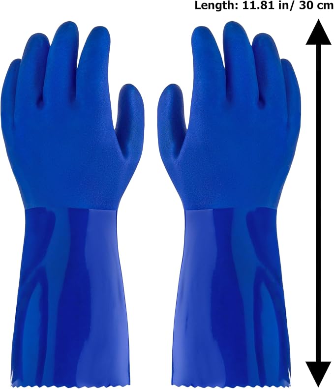 kitchen-star Ultimate Rubber Household PVC Gloves with Comfortable Cotton Lined, Anti-Slip surface, Kitchen Dishwashing, Extra Thickness, Kitchen Cleaning, Working, Painting, Pet Care (Small, Blue)