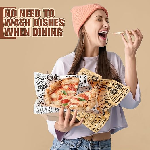 1000 Pcs 12 x 12 Inch Deli Wax Paper Sheets Grease Resistant Tray Basket Liners Newsprint Paper Water and Grease Proof Sandwich Wrapping Square Hot Dog Wrappers for Food Baking (Brown,White)